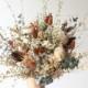 Neutral Rust tone Bridal Bouquet / Eucalyptus Greenery bouquet for Wedding / Bride and Bridesmaid bouquet / Wildflowers Grass Dried bouquet