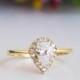 14K Solid Gold Wedding Ring, White Cubic Zirconia Ring, Engagement Ring, Wedding Jewelry, CZ Jewelry, Gemstone Jewelry, Anniversary Gift