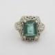 Vintage Sterling Silver Emerald Filigree Ring Size 9