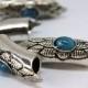 set of 4 Large Blue or Red floral eye viking / celtic hair beard braid beads - dreadlocks charms