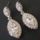 Crystal Bridal Earrings, Cubic Zirconia Marquise Earrings, Wedding Earrings, Cubic Zirconia Halo Earrings, Bridal Jewelry, Prom Jewelry