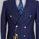 Double Breasted Striped - Golden Button Men Suit Desginer Bespoke Suit