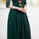 Green bridesmaid dress. Long lace dress with 3/4 sleeves. Mother of the groom dress. Junior bridesmaid dress. Evening gown