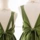 Moss green dress green Bridesmaid dress Wedding Prom dress Cocktail Party dress Evening dress Backless bow dress
