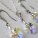 Heart Crystal Jewelry Set, Swarovski Aurora Borealis Earrings&Necklace Set, Crystal Heart Wedding Jewelry, Bridal AB Heart Jewelry