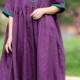 Linen plus size clothing, maxi dress, womens Summer dresses, prom dresses,  purple  half sleeves dress