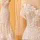 DILVA / Fitted Sparkling Wedding Dress with Removable Off Shoulder Straps, Lace Wedding Dress, Floral Wedding Dress, Mermaid Wedding Dress