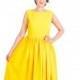 Womens Dress, Long Dress, Maxi Dress, Yellow Dress, Round Neck Dress, Sleeveless Dress, Pleated Dress, Party Dress, Evening Dress