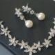 Pearl Bridal Jewelry Set, White Pearl Silver CZ Set, Swarovski White Pearl Set, Wedding Jewelry, Bridal Jewelry, Dainty Pearl Jewelry Set