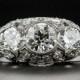 Art Deco 3Ct Round Moissanite Ring, 14k White Gold Ring Art Deco 3 Stone Moissanite Engagement Ring, Vintage 3 Stone Simulated Diamond Ring