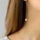 Pearl Chain Earrings, Long Dangle Earrings for Women, Dainty Earrings, Gift for Her, Bridal Earrings, 14k Gold Fill, Sterling Silver, E208