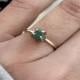 Genuine Emerald Ring, Raw Emerald Engagement Ring, Dainty Emerald Ring, Emerald Stacking Ring, Raw Gemstone Ring, May Birthstone Ring