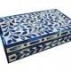 Bone inlay decorative box - Blue floral design multi utility box ( Jewelry box , Storage ,  Housewarming gift , Home decor , Living room )