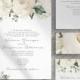 White floral wedding invitation template - Printable boho wedding invitations - Garden wedding - Editable invitations - Instant download