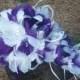 Cascade Wedding bouquet, Feather bouquet, Purple/White bouquet, Vintage bouquet, Gatsby Wedding, Alternative bouquet, YOUR CHOICE COLOR