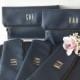 Personalized Navy Blue Clutch Purses / Set of 6 Personalized Foldover Clutches / Bridesmaids Gift / Monogrammed Bridal Clutch Purses