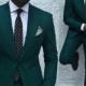 Dark Green Slim Fit Formal Mens Business Suit 