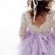 Lavender Flower Girl Dress, Long Sleeve Dress, Boho Beach Wedding, Purple Spring Girls Dresses, Lilac Dress