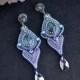Blue labradorite gemstone earrings for woman eseed beads long dangle elegant earrings