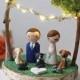 Wedding cake topper figurines : Pet cake topper - Cat cake topper - Cake topper with dogs - Garden cake toper - Custom cake figurines
