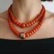 Coral Silver Necklace Orange Coral Beads Big Corals Jewelry Ukrainian Ethnic Coral Necklace Antique Jewelry Style Vintage Gift For Mother