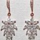 Rose Gold Cubic Zirconia Earrings, Cluster Leaf Crystal Earrings, Pink Gold Leaves Dangle Earrings Bridal Jewelry Rose Gold Wedding Jewelry