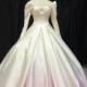 A-Line/Princess V-neck Cathedral Train Satin Wedding Dress