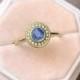 Blue Sapphire Diamond Engagement 14k Gold Ring Natural Diamond Sapphire 14k Yellow Gold Ring Sapphire Diamond Engagement Ring