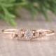 Rose Gold Diamond Engagement Ring, Promise Ring for Her, Art Deco Engagement Ring, Moissanite Engagement Ring, Antique Engagement Ring