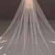 Light Ivory Cathedral Wedding Veil, Rose Lace Wedding Veil, Single Layer Wedding Veil, White Floral Lace Bridal Veil, Vintage Wedding Veil