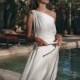 Greek Goddess Wedding Dress • Boho Bohemian Dress • Organic Cotton Bridesmaid Dress • Maxi One Shoulder Dress  • Off White Long Toga Dress