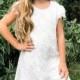 Chloe Lace Cap Sleeve Flower Girl Dress-Christening Baptism Dress-Rustic Flower Girl-Long Sleeve Girl Dress-Bridesmaid-Country Flower Girl