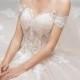 2020 Champagne Wedding Dress Lace Wedding Dress off the Shoulder Bridal Dress Cathedral Wedding Dress Illusion A Line Beach Wedding Dress