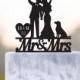 Golden retriever cake topper,mr and mrs with dog,bride and groome cake topper with dog,dog cake topper,wedding cake topper with dog,a112