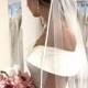 Satin Ribbon Bridal Veil, Wedding Veil, Satin Veil, White Ivory Veil, Cathedral Long Veil, Classic Elegant Veil