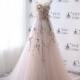 Super Fashion Wedding Dresse Floral Embroidery Aline Bridal Gown Light Pink Celestial  Spaghetti Tulle Prom Gown Long Evening  Party Dress