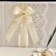 Wedding Guest Book, Ivory Guest Book with Pen, Sign in Book