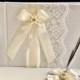 Ivory Guest Book with Pen, Ivory Wedding Guest Book