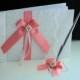 Coral Guest Book with Pen, Coral Wedding Guest Book