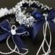 Navy Blue Wedding Garter Set, Navy Bridal Garters