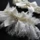 Ivory Bridal Garter Set, Ivory Lace Wedding Garter Set