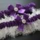 Purple Bridal Garter Set, Lace Wedding Garter Set