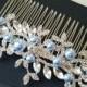 Crystal Blue Pearl Bridal Hair Comb, Swarovski Blue Pearl Silver Hair Piece, Wedding Bridal Headpiece, Bridal Light Blue Floral Hair Piece