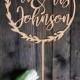 Rustic Wedding Cake Topper with Surname Personalized Mr Mrs Last Name Calligraphy Customized Rustic Cake Topper Wreath Modern Rose Gold