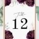 Purple Table Numbers 5x7" INSTANT DOWNLOAD, Printable Wedding Table Numbers, DIY Printable Decorations, Templett, Editable, INSW029