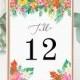 Tropical Table Numbers 5x7" INSTANT DOWNLOAD, Printable Wedding Table Numbers, DIY Printable Decorations, Templett, Editable, INSW013