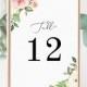 Roses Table Numbers 5x7" INSTANT DOWNLOAD, Printable Wedding Table Numbers, DIY Printable Decorations, Templett, Editable, INSW020