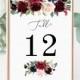 Burgundy Table Numbers 5x7" INSTANT DOWNLOAD, Printable Wedding Table Numbers, DIY Printable Decorations, Templett, Editable, INSW009