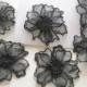 2x Black Lace Flower,3D Lace Appliques,Bridal Hair Flower,Brooch Flower,Couture Gowns Embroider Application 6.5cm LXGA28