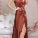 Rust Satin Silk Bridesmaid Dress Maxi Flared Gown